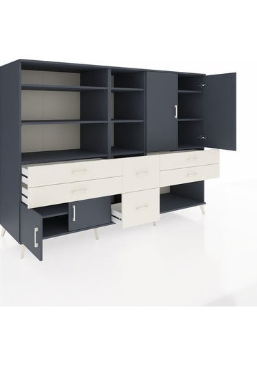 Kronos Dolap 10 Raflı 6 Çekmeceli 4 Kapaklı 220x59x163 Antrasit-a Antrasit-antrasit/aytaşı