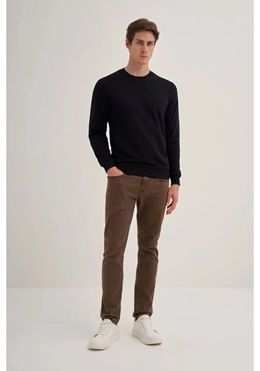 Cazador Slim Fit Mevsimlik 3 İplik Pamuk Karışımlı Sweatshirt-56100 Siyah