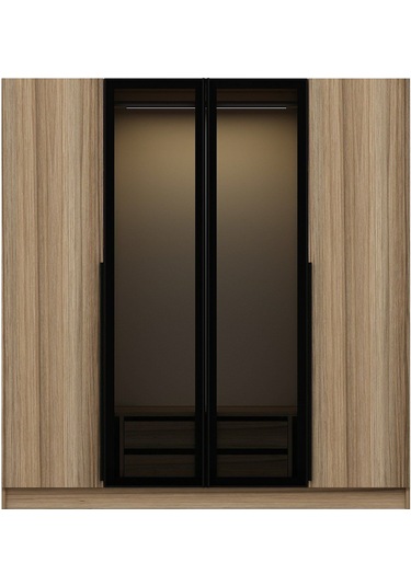 Kale Plus 4 Kapaklı 2ç Dolap Dore Plus Dore Füme Cam 190cm Ceviz