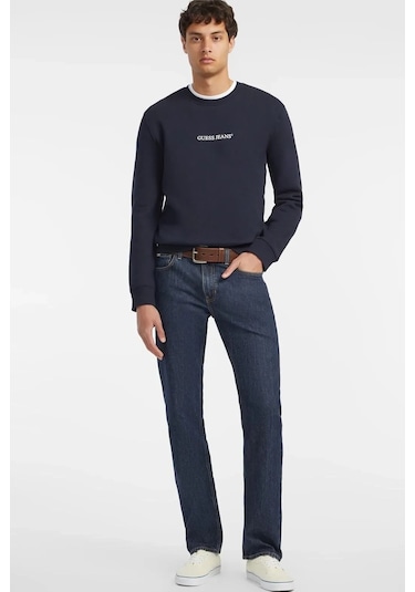 Guess Erkek Gj Cn Önde Logo Sweatshirt - Lacivert Lacivert