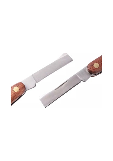 Symbee Ahşap Saplı, Paslanmaz Çelik İkili Açılabilir Cibik Bıçak - Bahçe Ve Ağaç Aşısı Gereci