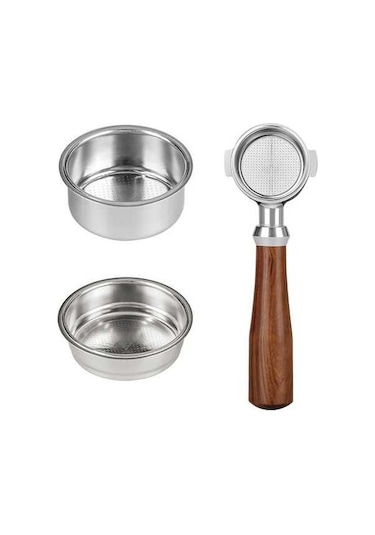 Bloomnest 51mm Dipsiz Portafilter Delonghi Ec680 Ec685 Uyumlu Gül Ağacı Sapı Filtre Sepeti Dahil