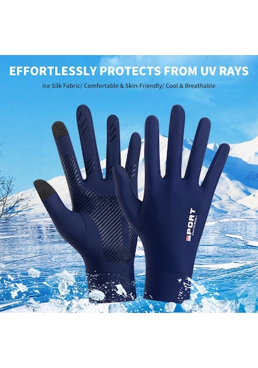Kosona Gri M Beden İki Parmak Açık Güneş Korumalı Eldiven - Yazlık Buz İpek İnce Tip, Kaymazsız Dışarıda Balık Tutma Ve Bisiklet Sürüşü İçin