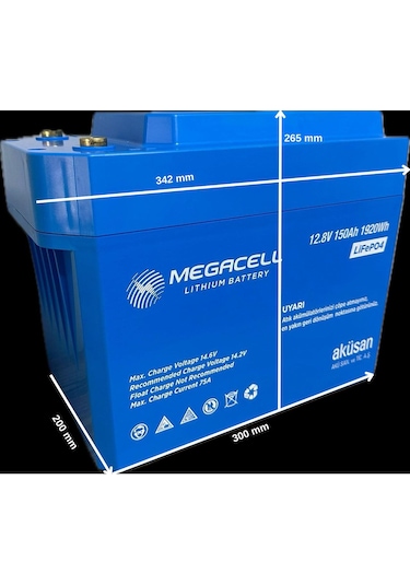 Megacell 12.8v 150ah Lifepo4 Lityum Akü - Abs Kasa -bluetoothlu