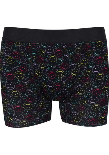 Erkek Tekli Desenli Pamuklu Boxer 9175 Siyah - Sarı