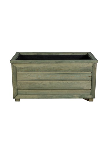 Kaf Ahşap Dekoratif Ahşap Saksı - Uzun / Emprenye Yeşil