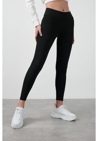 Lela Büyük Beden Seçeneğiyle Yüksek Bel Toparlayıcı Üşütmeyen Kışlık Spor Bayan Tayt 626Tights Siyah