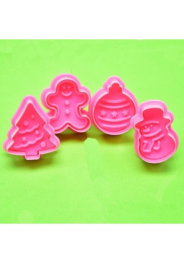 4 Adet Noel Çerezleri Fondan Kalıp Kek Çikolata Pişirme Kalıp Zanaat Dekor