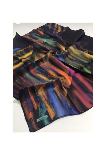 Armine Sura İpek Eşarp Siyah 8339-s01