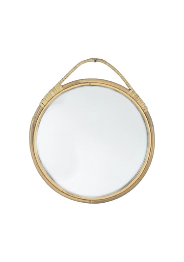 Suntek Yuvarlak Duvar Aynası Rattan Çerçeve 11 '' Yuvarlak Bej