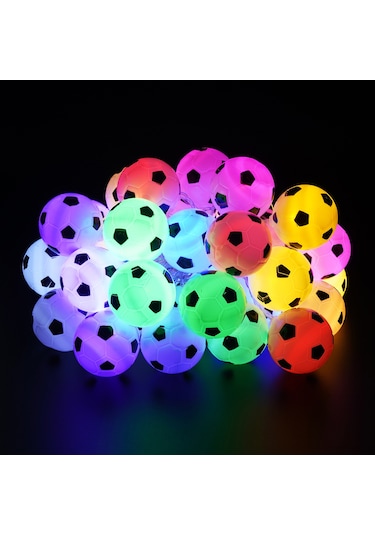 Ximistore9 Futbol Temalı 20 Led Işık Zinciri - 3 Metre Renkli Ve Yanıp Sönen Dekoratif Aydınlatma