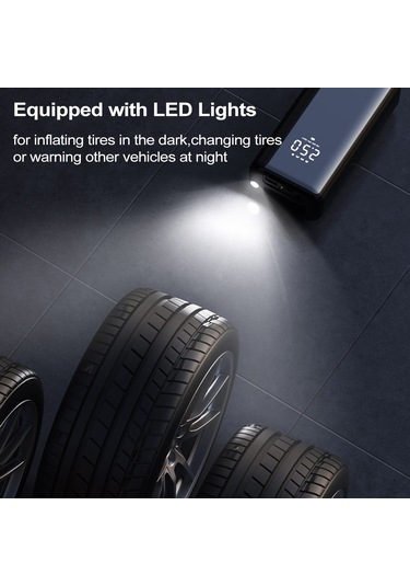 Vkemall Taşınabilir Tip-c Şarjlı Led Ekranlı 150psı Araç Lastik Şişirme Pompası St-210b