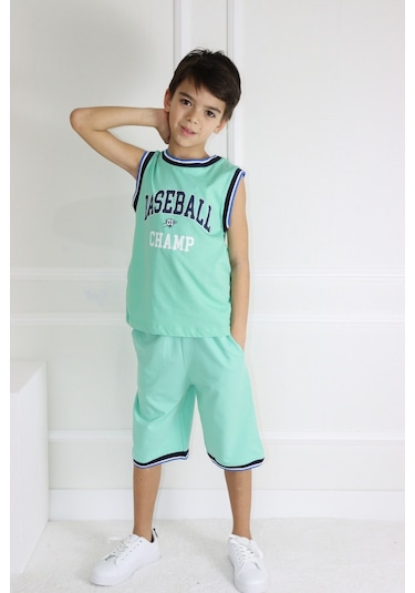 Erkek Çocuk Kolsuz Baseball Baskılı Basic Kaprili Takım 6-9 Yaş 001