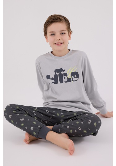 Rolypoly Erkek Çocuk Gri Pijama Takımı 5274-48663 Gri
