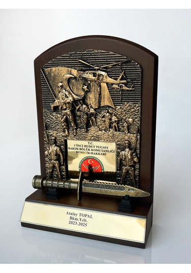 Askeri Birliklere Özel Hizmet Anısı Plaketi Bıçaklı Kahverengi