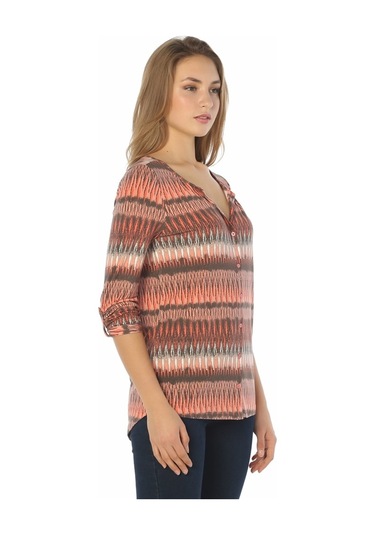Bulalgiy Kadın Çok Renkli Trend Desen Baskılı Bluz - Bga049548