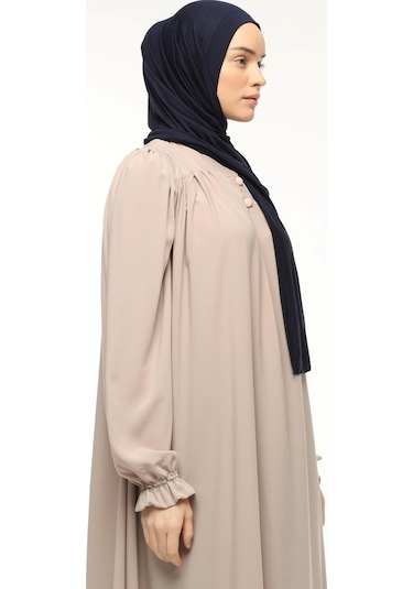 Hazır Pratik Geçmeli Lüks Düz Penye Şal Çapraz Hizalı Lacivert