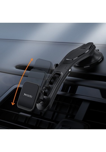 Voguecode Yesıdo C107 Araç Telefonu Montajlı Manyetik 360 Dönebilen Telefon Tutucu Kontrol Paneli Emme Telefon Standı Siyah Yok Havalandırma Ykfyk8