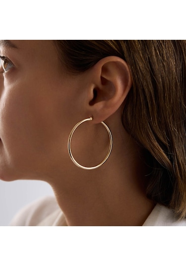 14k Altın Halka Küpe 1.8 Mm 5.5 Cm T14318 Renkli