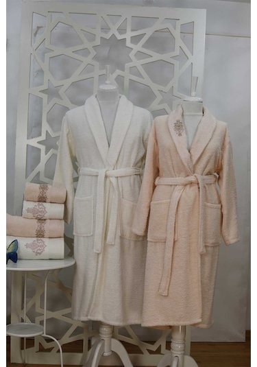 BORNOZ TAKIMI OSCAR CAPPUCCINO-KREM 6 PARÇA Krem