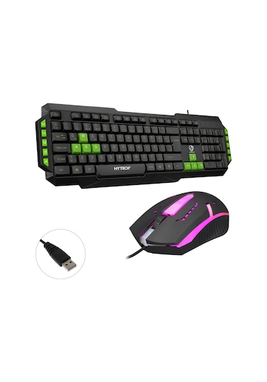 Hytech Hkm-58 Kablolu Oyuncu Klavye Q Türkçe + Mouse Seti Lazer