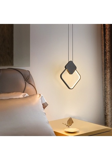 Opulentliving Modern Minimalist Led Avize, 3 Renk Değişimli, Bar-restoran Aydınlatma, Ev Dekorasyonu Siyah Siyah