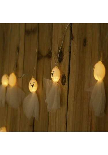 Suofeng Halloween Dekoratif Işık Zinciri 10 Led Fantom/kemik/örümcek Desenli Pil Yok Duvar/veranda Süsü