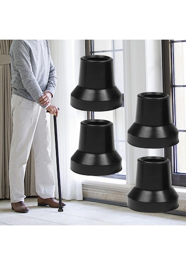 Dolıty 4 Adet Koltuk Değneği İpuçları Siyah-14mm-delik