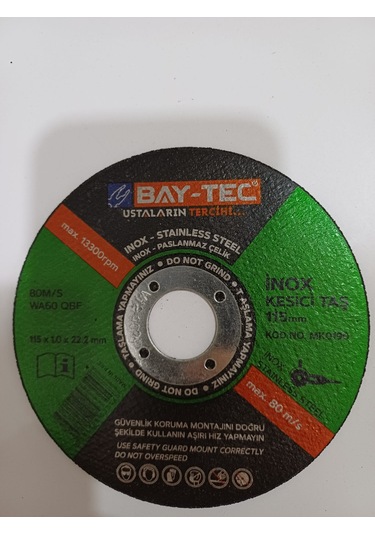 Baytec Metal Kesici Taş 115x1.0x22.22 İnox Kesme Taşı-10 Adet