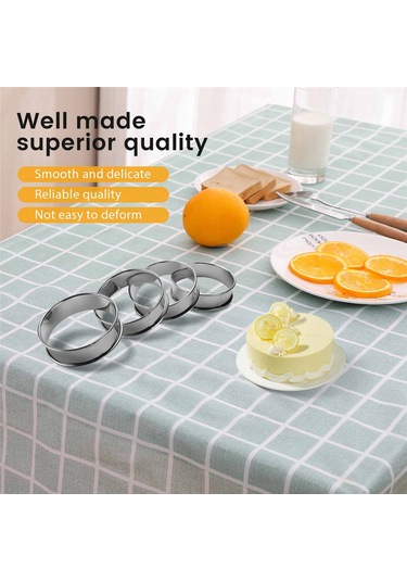 Sointeresting Çift Rulo Tart Halkaları, İngiliz Muffin Halkaları Profesyonel Çörek Halkaları 4'lü Set Gümüş