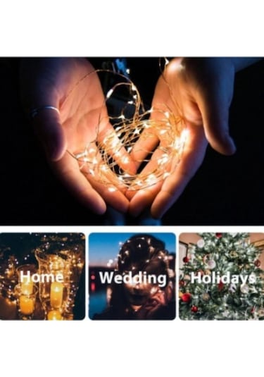 Beyaz 1m/2m/5m/10m/20m Usb Led Dize Işıklar Bakır Gümüş Tel Çelenk Işık Su Geçirmez Peri Işıklar Noel Düğün Parti Dekorasyon İçin 1m Beyaz