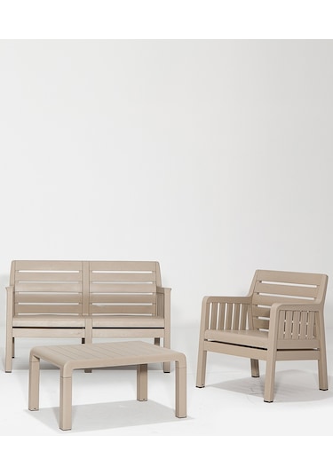 Lara Mindersiz / 2 1 S Bahçe Takımı Balkon - Bahçe - Teras Mobilyası / Cappucino Kahverengi