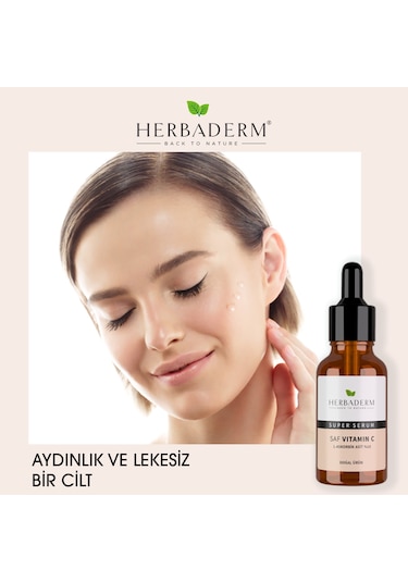 Herbaderm Superserum Saf Vitamin C Antioksidant Aydınlatıcı Kırışıklık Karşıtı Doğal Serum 30 ML