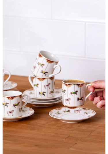 Emsan Atlıkarınca 6 Kişilik Kahve Fincan Takımı 80 ML