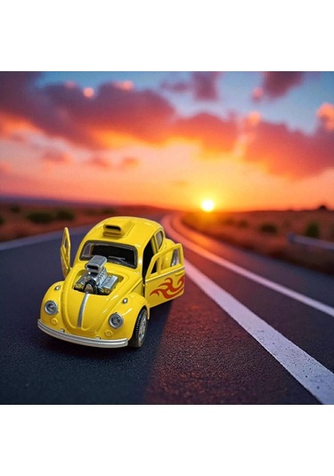 Metal Araba Çek Bırak Vw Bettle Modifiye Sarı Sesli Ve Işıklı Diğer