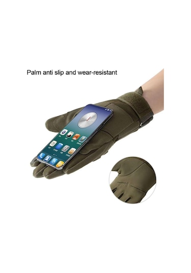 Taktik Tam Parmak Dokunmatik Eldiven-motosiklet-bisiklet-spor-outdoor-eldiven M-haki