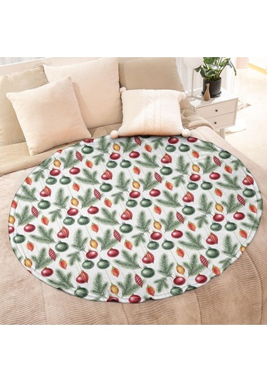 Noel Desenli 47 İnç Yuvarlak Flanel Battaniye, Yetişkin Ve Çocuk İçin, Yumuşak, Rahat Ve Hafif Noel Süs Eşyası Çam Ağacı