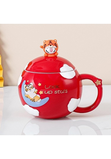 Createtech Homyl Renkli Kahve Kupa Bardaklar Kahvaltı Suyu Kırmızı Kırmızı/ Kırmızı