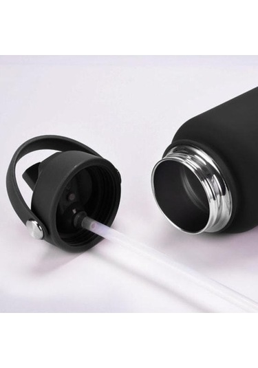 Mufunye Dış Mekan Spor Su Böceği - Paslanmaz Çelik Taşınabilir 1000ml Büyük Kapasiteli, Fosfor Beyazı, Eldiven Kolu Ve İçecek Pipetleriyle Beyaz