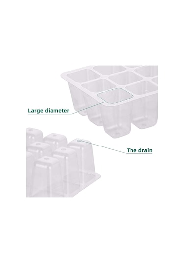 12 Delikli Yükseltilmiş Etli Kapaklı Sebze Fidesi Saksısı Siyah