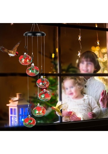 Kosona Bahçe Balkon Pencere İçin Renkli Çiçek Açıkçıklı Alüminyum Arı Kuş Yemlemeci Zil Takımı Turuncu