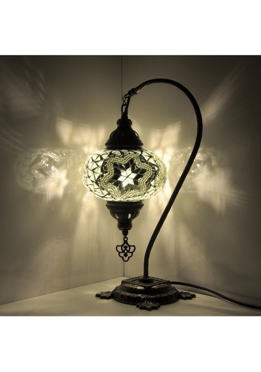 Mozaik Lamba Abajur Otantik Mozaik Gece Lambası Hediyelik Lamba Beyaz