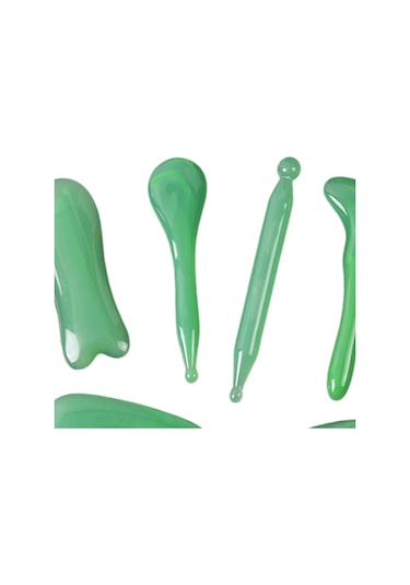 Homyl 7 Adet Gua Sha Masaj Aracı Taşınabilir El Geleneksel Yeşil