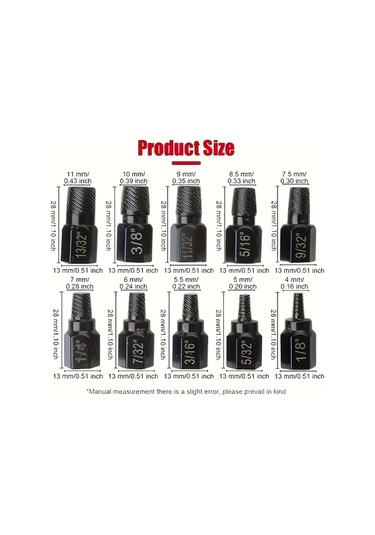 Sunshine011 10 Parça Heavy Duty Cıvata Sökme Seti Somun Çıkarma Kiti