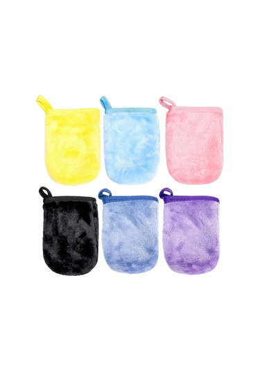 6 Adet Flanel Makyaj Temizleme Eldiveni, Temizleme Parmak Koruyucuları, Yeniden Kullanılabilir Diğer