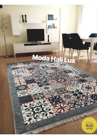 Gri Kaymaz Tabanlı Makinede Yıkanabilir Halı Kilim Yolluk