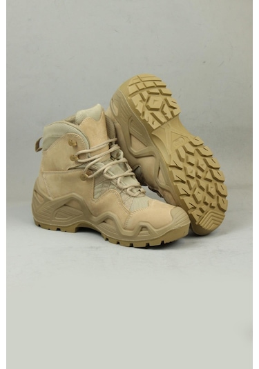 Pars Power Mid Hakiki Nubuk Deri Su İtici Özellikli Askeri& Polis Outdoor Tactical Kısa Bot-10982-kum Kum