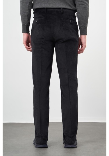Siyah Fitilli Desen Kadife Pamuklu Yan Cep Comfort Fit Classic Pantolon 1003245160 Siyah