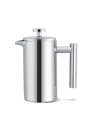 350ml French Press Kahve Kahve French Press French Press Makinesi Gümüş Paslanmaz Çelik Çift Duvarlı Paslanmaz Çelik