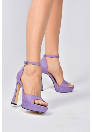 Fox Shoes Lila Süet Kadın Topuklu Ayakkabı K404580102 Lila